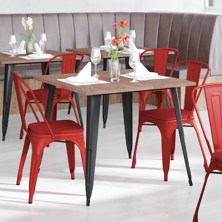 Flash Furniture Red Metal Stack Chair with Red Poly Resin Seat CH-31230-RED-PL1R-GG